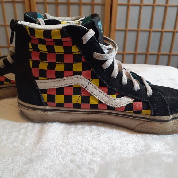 VANS OLD SKOOL SHOES HIGH TOP MULTICOLOR CHECKERBOARD 507452-US JUNIORS SIZE 4 - Picture 4 of 7